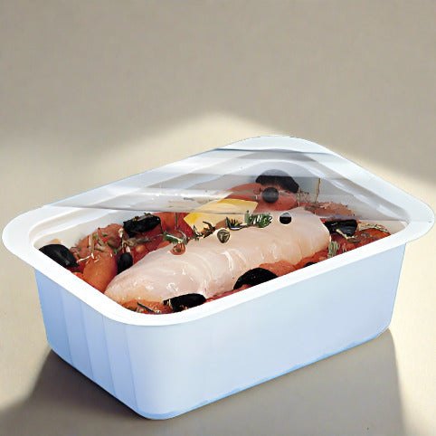 Barquetas Blancas en PP + tapa 50pz