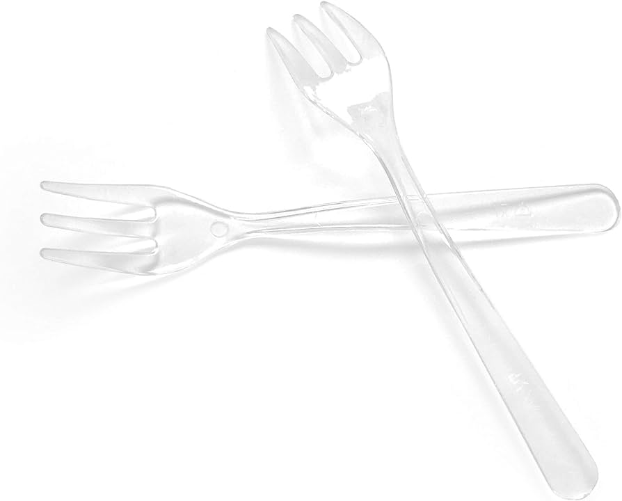 Tenedores blanco - negro - transparente 140 mm 50ud