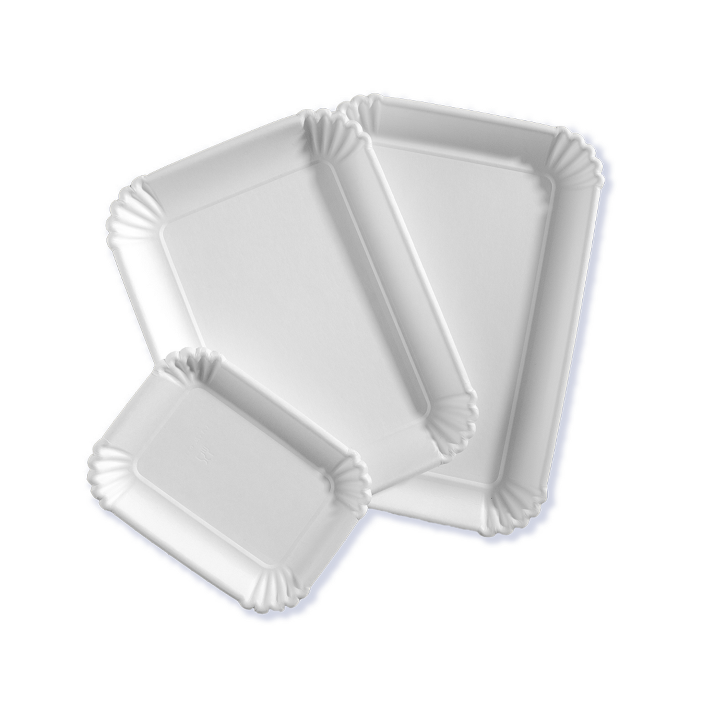 Bandejas pasteleras rectangulares de cartón biodegradable blanco