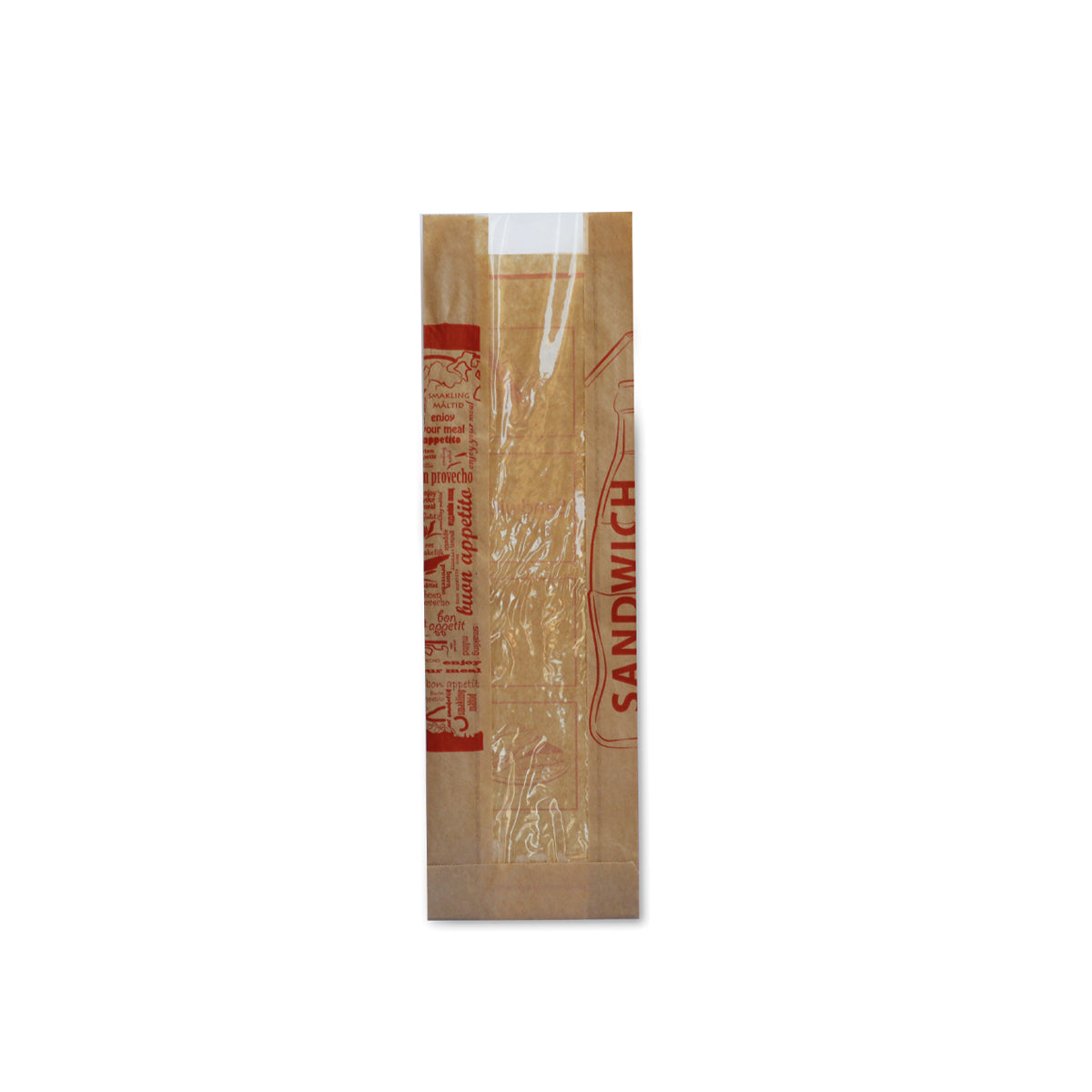 1000uds Bolsas Sandwich Kraft Antigrasa Con Ventana 10x33cm