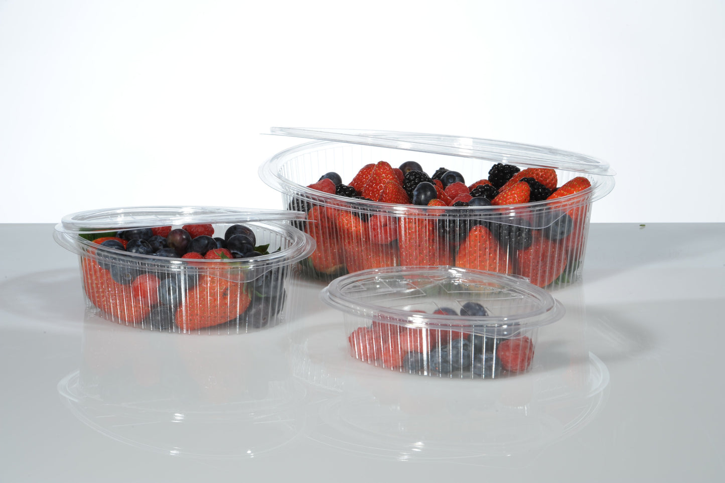 50pz Vaschette ovali Cuki Professional trasparenti per alimenti con coperchio incernierato