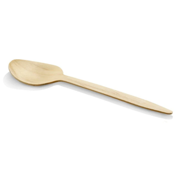 Cucharas Desechables de Madera de Abedul 16 cm - 48uds