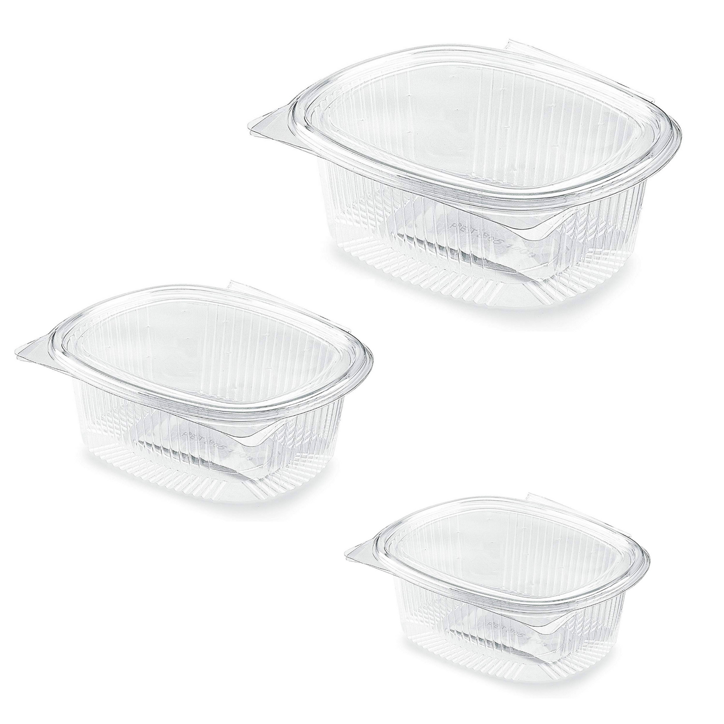 50pz Vaschette ovali Cuki Professional trasparenti per alimenti con coperchio incernierato