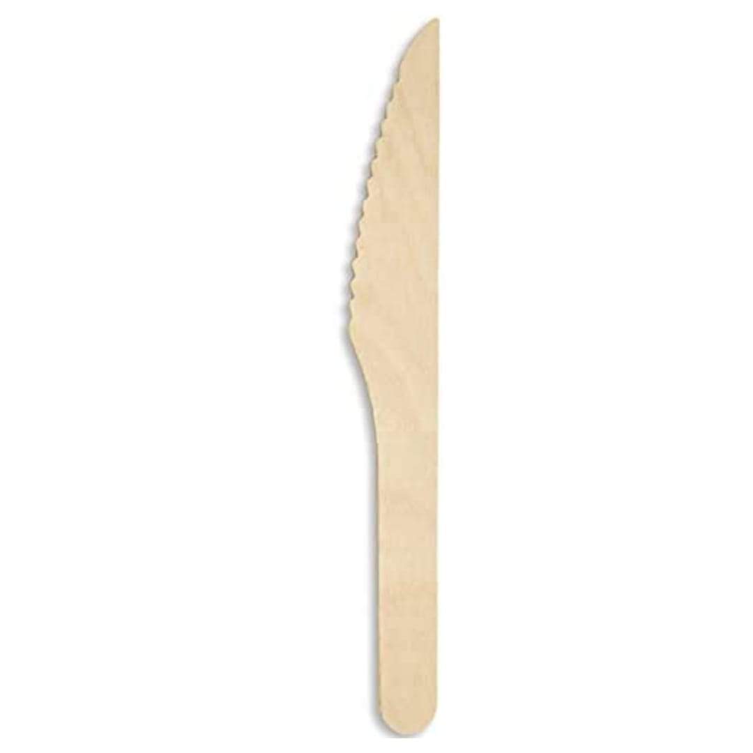 100 cuchillos desechables de madera de abedul de 16 cm.