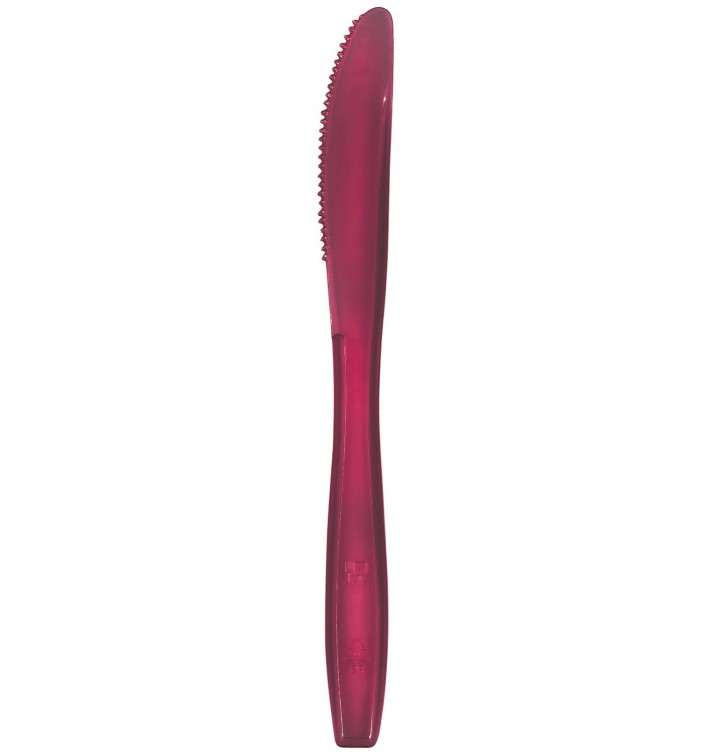 Cubiertos desechables rojo 190mm 50uds