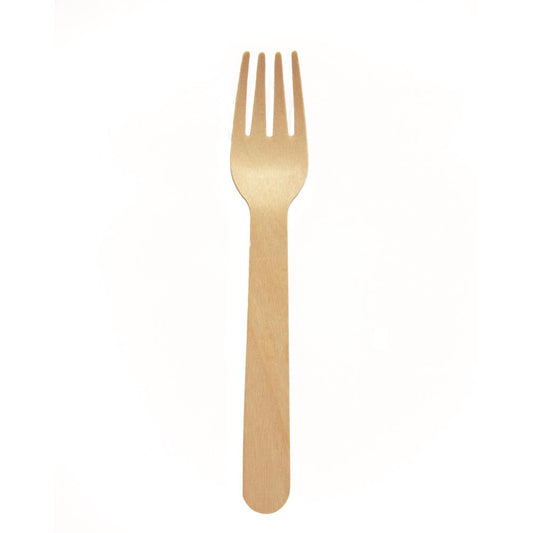 100uds Tenedores desechables de madera de abedul 16cm