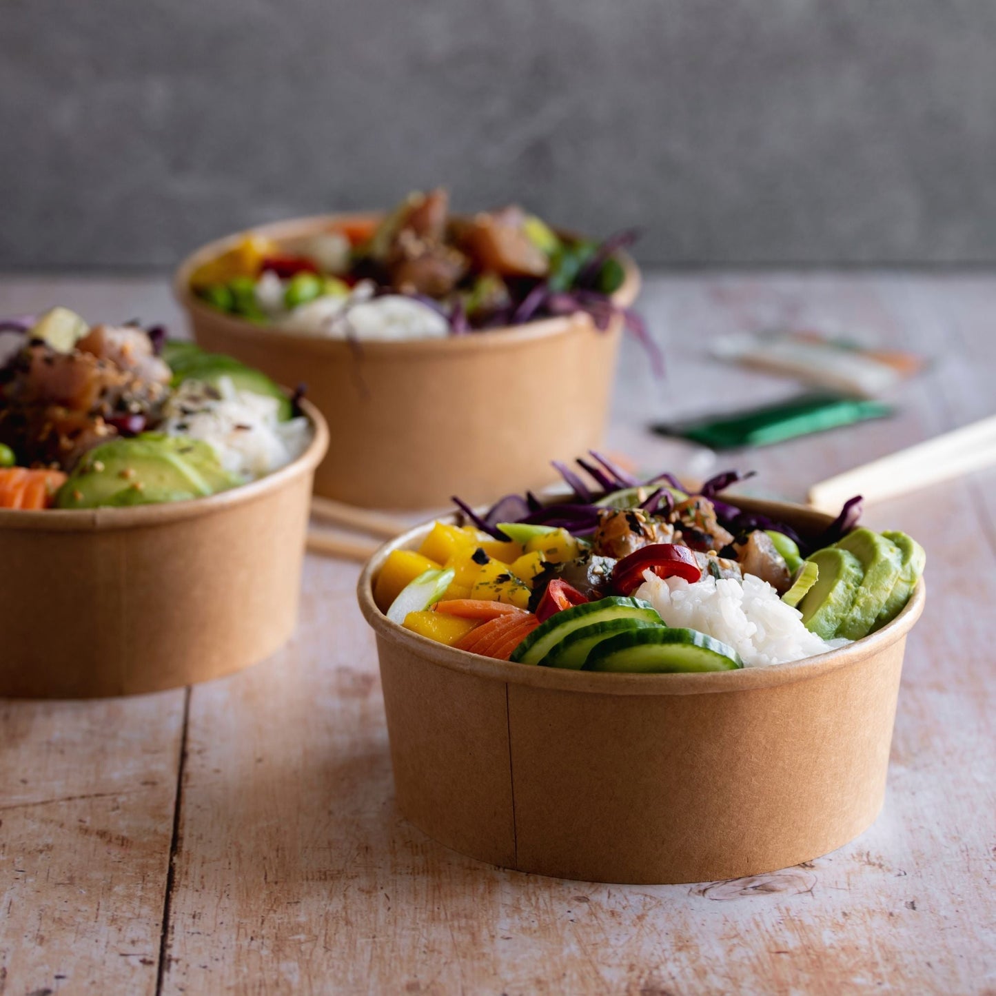 45pz Contenitore Poke e Insalata in Carta Kraft avana