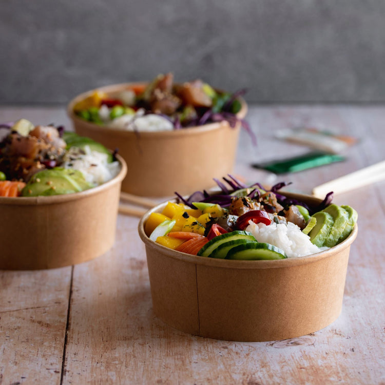 45pz Contenitore Poke e Insalata in Carta Kraft avana