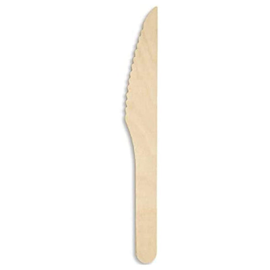 100 cuchillos desechables de madera de abedul de 16 cm.